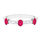 Rosec Jewels-Oval Shape Ruby and Diamond Half Eternity Band Ring