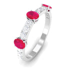 Rosec Jewels-Oval Shape Ruby and Diamond Half Eternity Band Ring