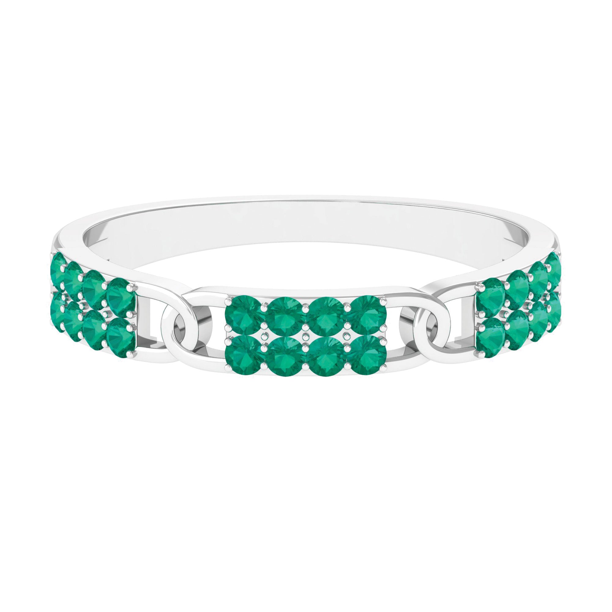 Rosec Jewels-Real Emerald Interlock Wedding Band