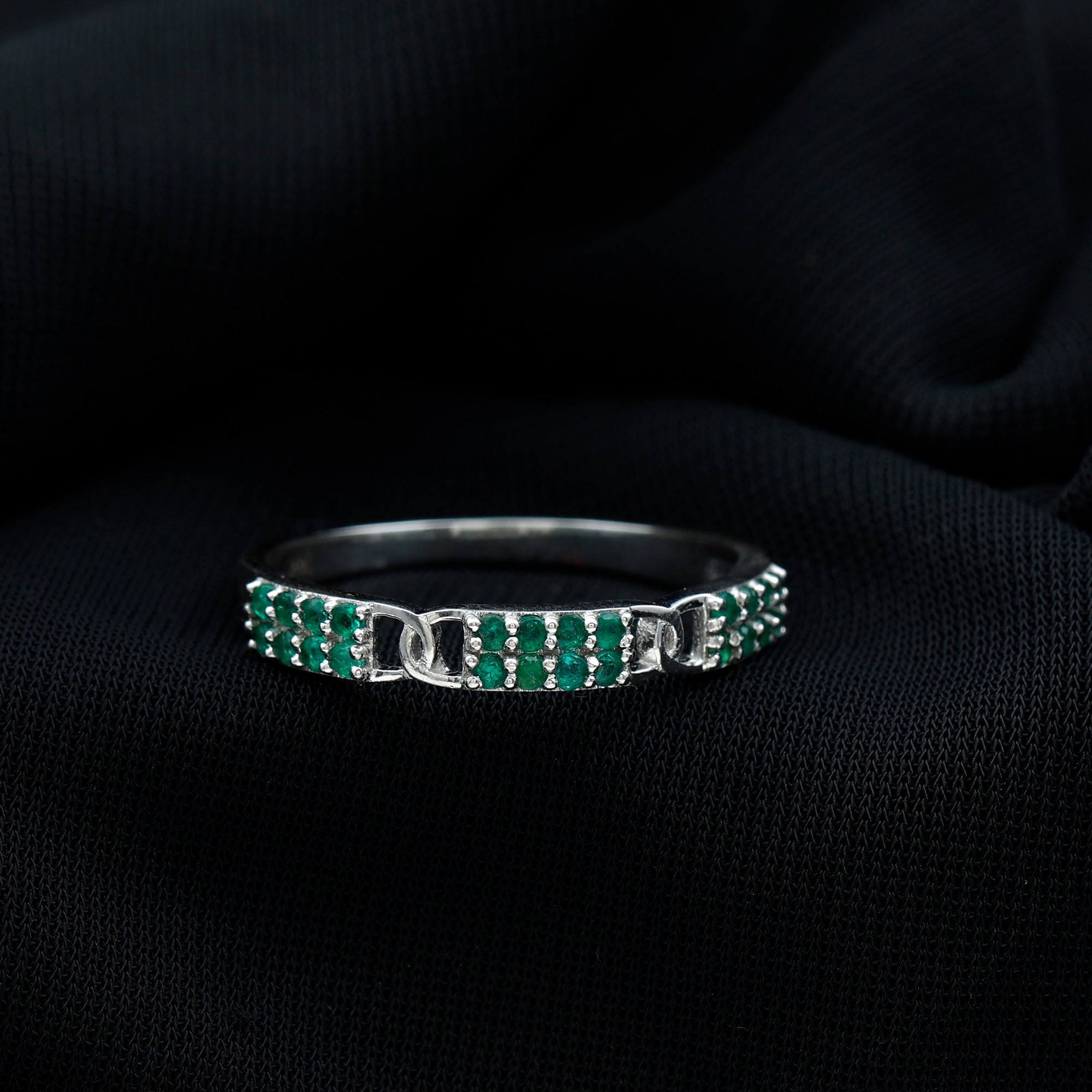 Rosec Jewels-Real Emerald Interlock Wedding Band