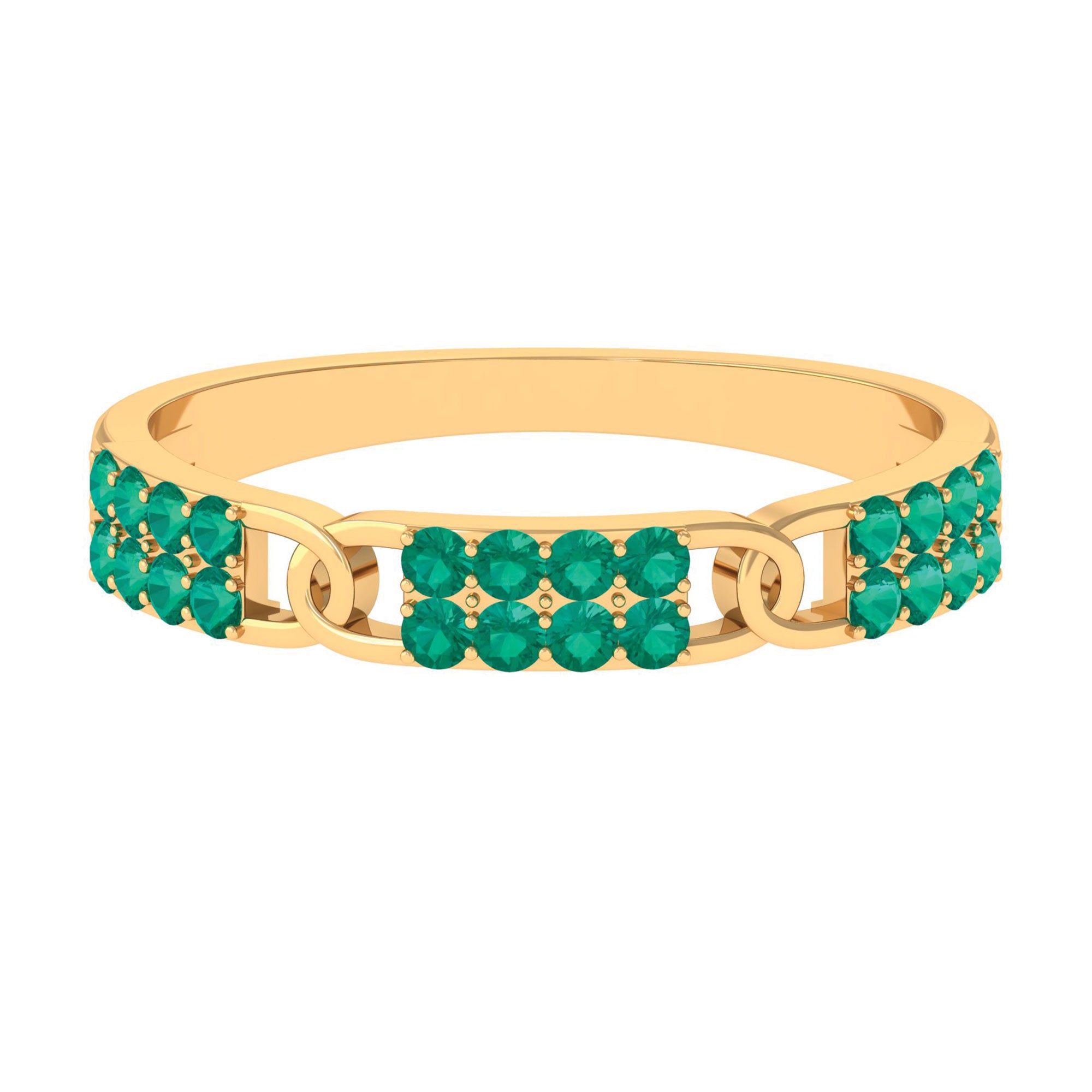 Rosec Jewels-Real Emerald Interlock Wedding Band