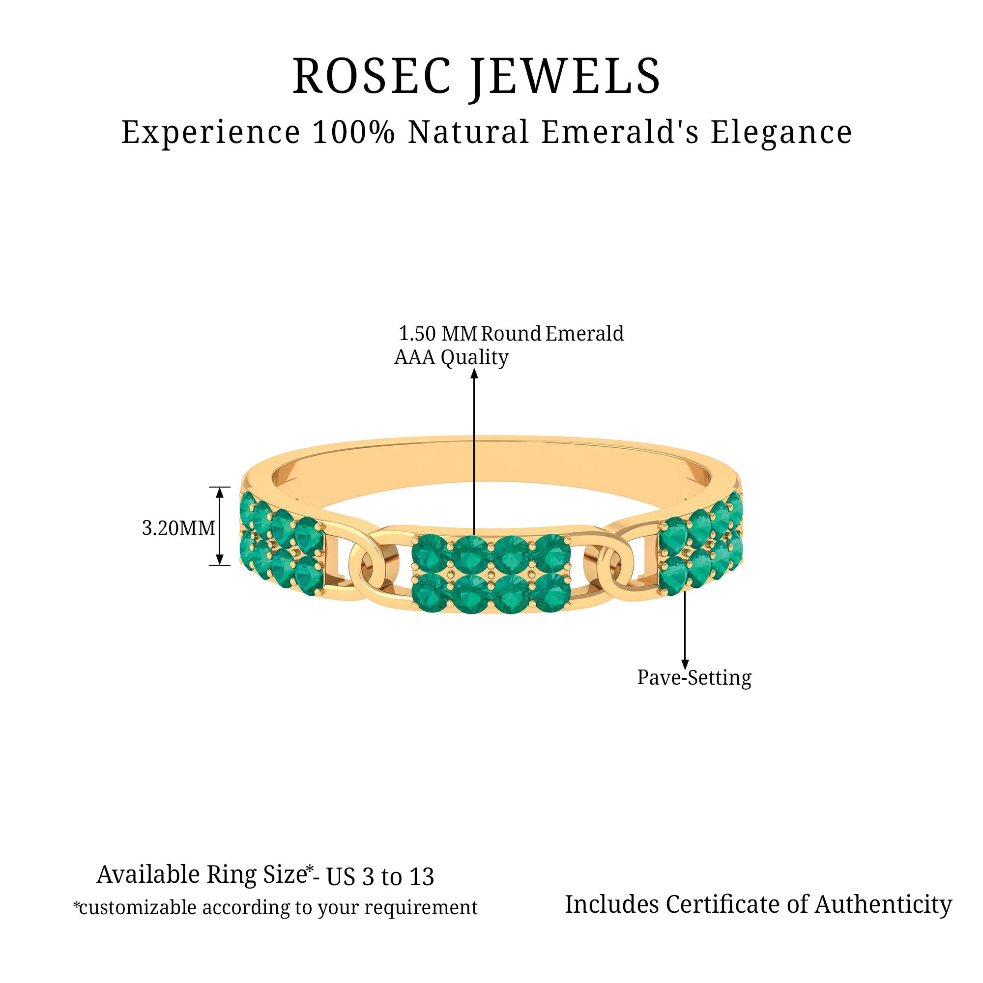 Rosec Jewels-Real Emerald Interlock Wedding Band