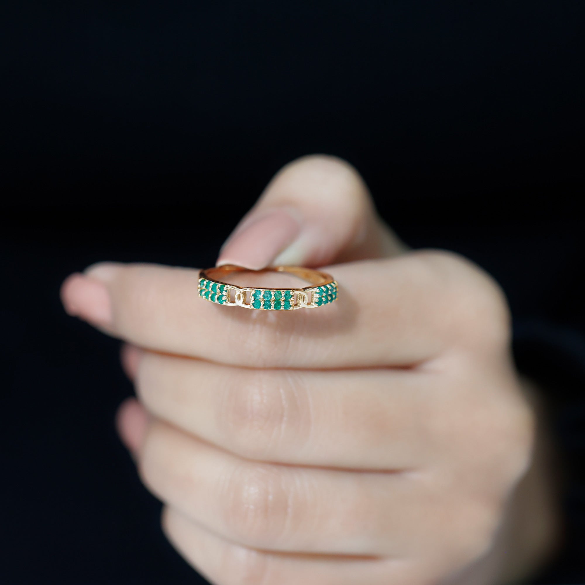 Rosec Jewels-Real Emerald Interlock Wedding Band