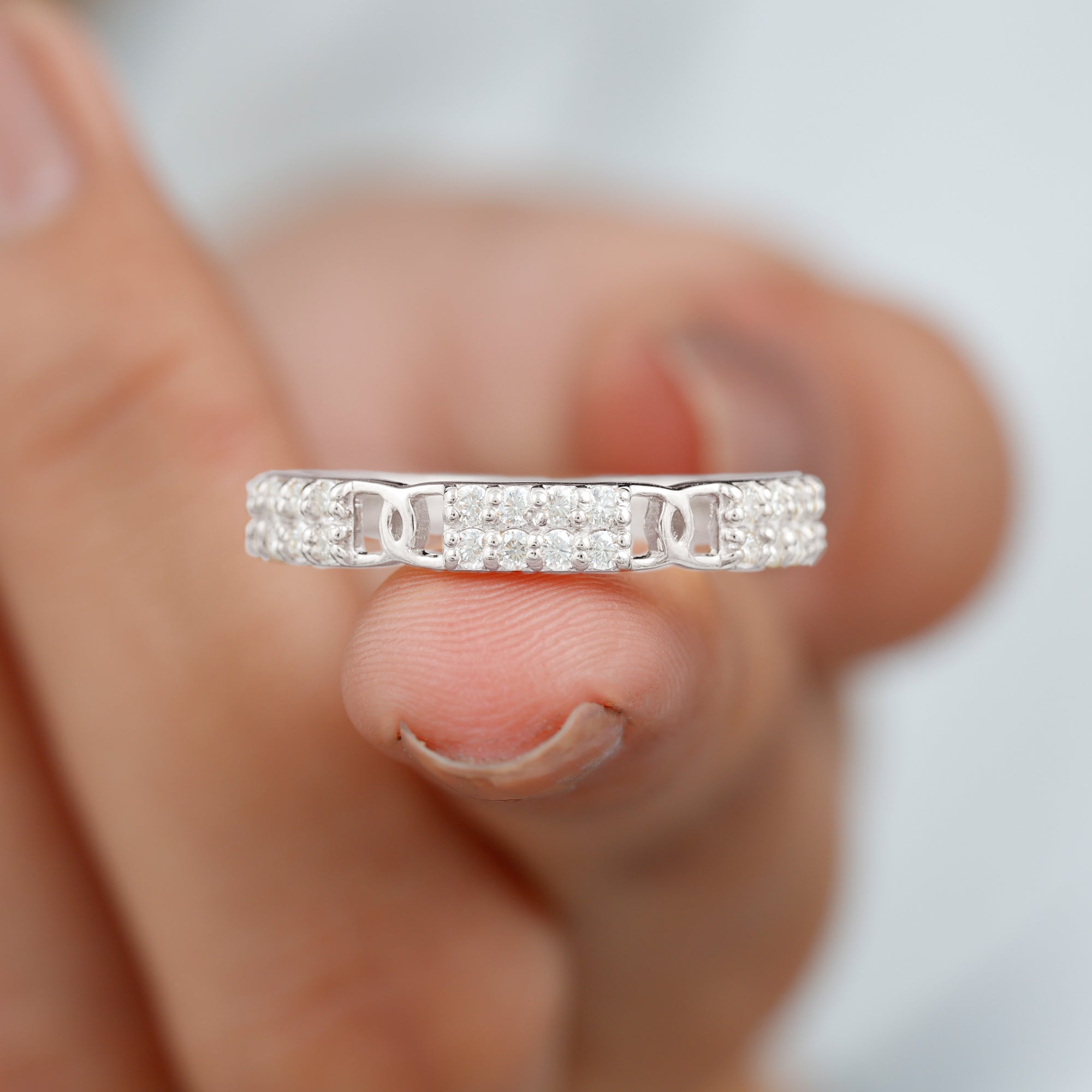 Rosec Jewels-Certified Moissanite Interlock Wedding Band