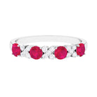 Rosec Jewels-Elegant Ruby and Diamond Semi Eternity Band Ring