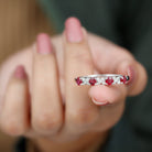 Rosec Jewels-Elegant Ruby and Diamond Semi Eternity Band Ring