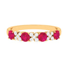 Rosec Jewels-Elegant Ruby and Diamond Semi Eternity Band Ring