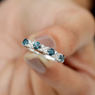 Rosec Jewels-Elegant London Blue Topaz and Diamond Half Eternity Band Ring