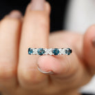 Rosec Jewels-Elegant London Blue Topaz and Diamond Half Eternity Band Ring