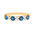 Rosec Jewels-Elegant London Blue Topaz and Diamond Half Eternity Band Ring