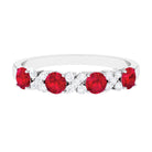 Rosec Jewels-1 CT Elegant Created Ruby and Diamond Half Eternity Ring