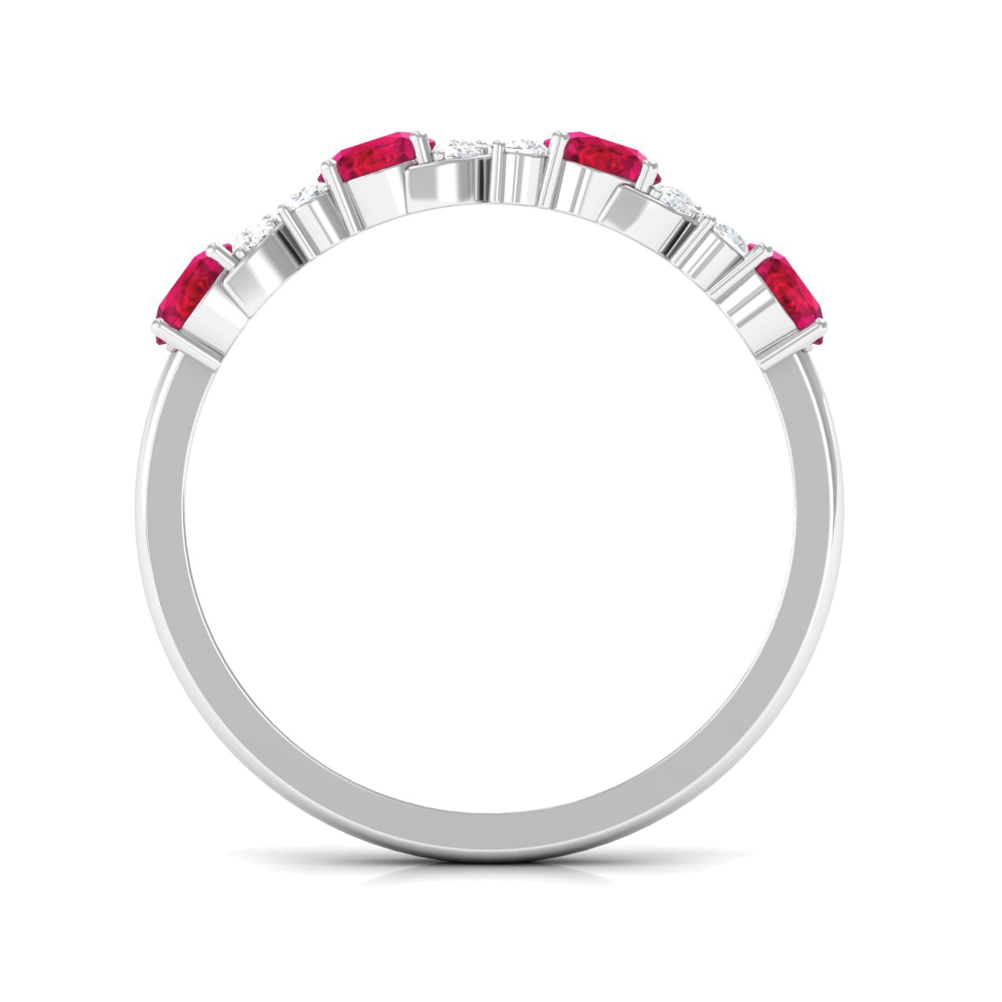 Rosec Jewels-1 CT Elegant Created Ruby and Diamond Half Eternity Ring