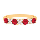 Rosec Jewels-1 CT Elegant Created Ruby and Diamond Half Eternity Ring