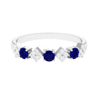 Rosec Jewels-Simple Blue Sapphire and Diamond Half Eternity Ring