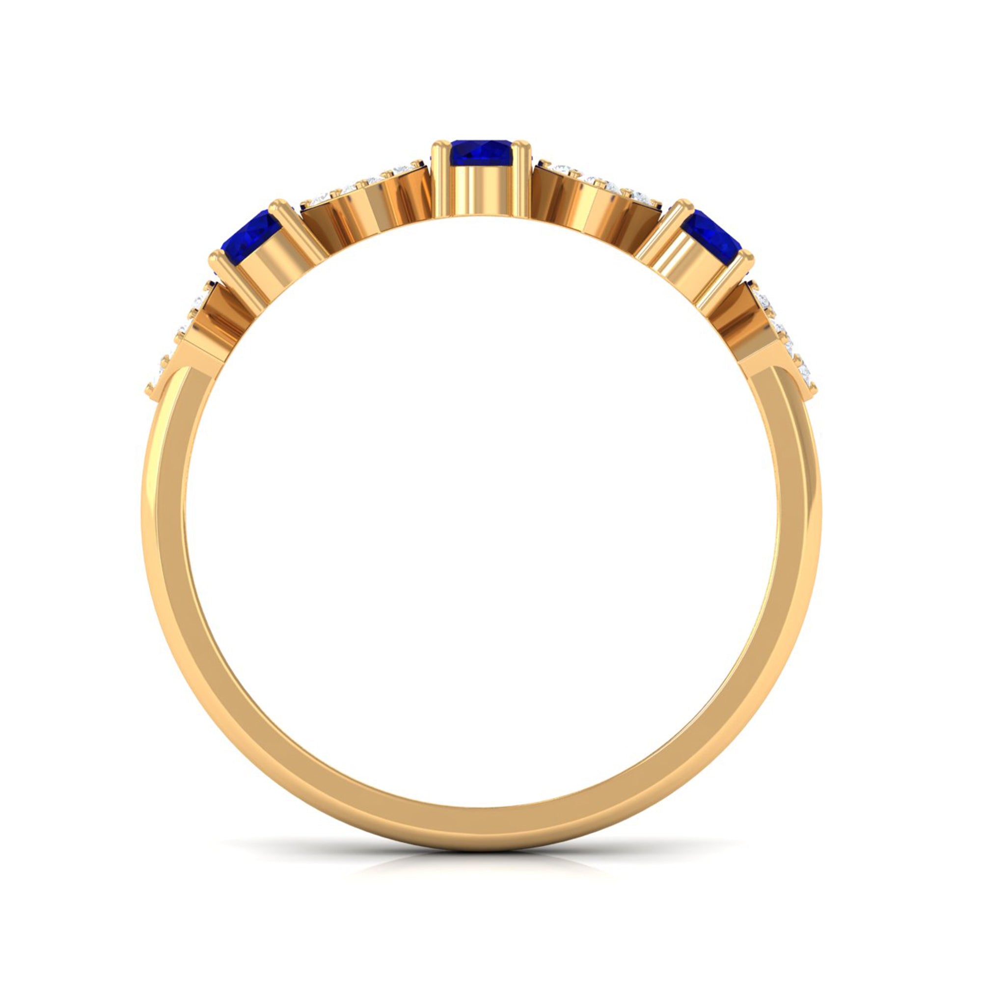 Rosec Jewels-Simple Blue Sapphire and Diamond Half Eternity Ring