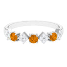 Rosec Jewels-Natural Citrine and Diamond Half Eternity Band Ring in Gold