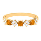 Rosec Jewels-Natural Citrine and Diamond Half Eternity Band Ring in Gold