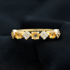 Rosec Jewels-Natural Citrine and Diamond Half Eternity Band Ring in Gold