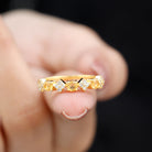 Rosec Jewels-Natural Citrine and Diamond Half Eternity Band Ring in Gold