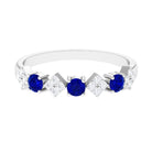 Rosec Jewels-Created Blue Sapphire and Diamond Half Eternity Band Ring