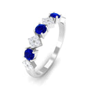 Rosec Jewels-Created Blue Sapphire and Diamond Half Eternity Band Ring