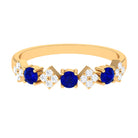 Rosec Jewels-Created Blue Sapphire and Diamond Half Eternity Band Ring