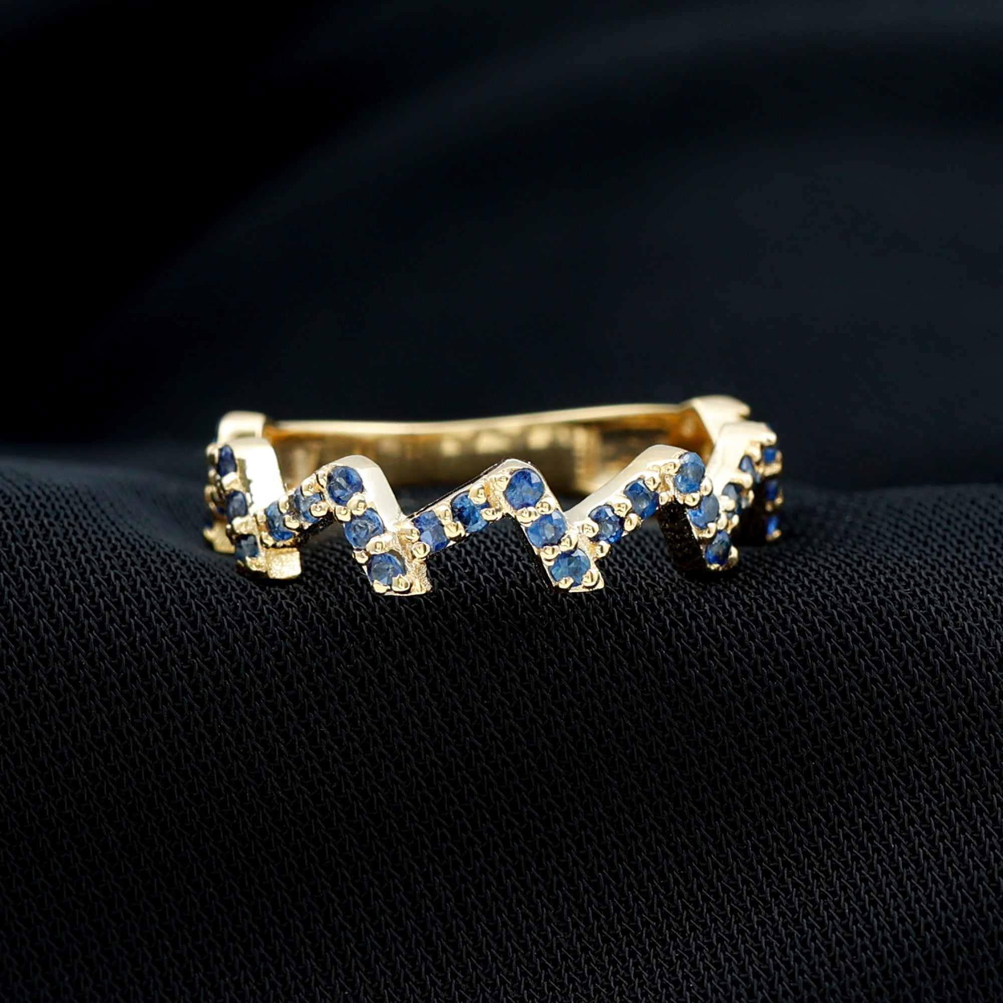 Rosec Jewels-Real Blue Sapphire Zig Zag Semi Eternity Ring