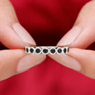 Rosec Jewels-Milgrain Bezel Set Black Onyx Half Eternity Ring