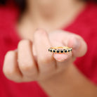 Rosec Jewels-Milgrain Bezel Set Black Onyx Half Eternity Ring