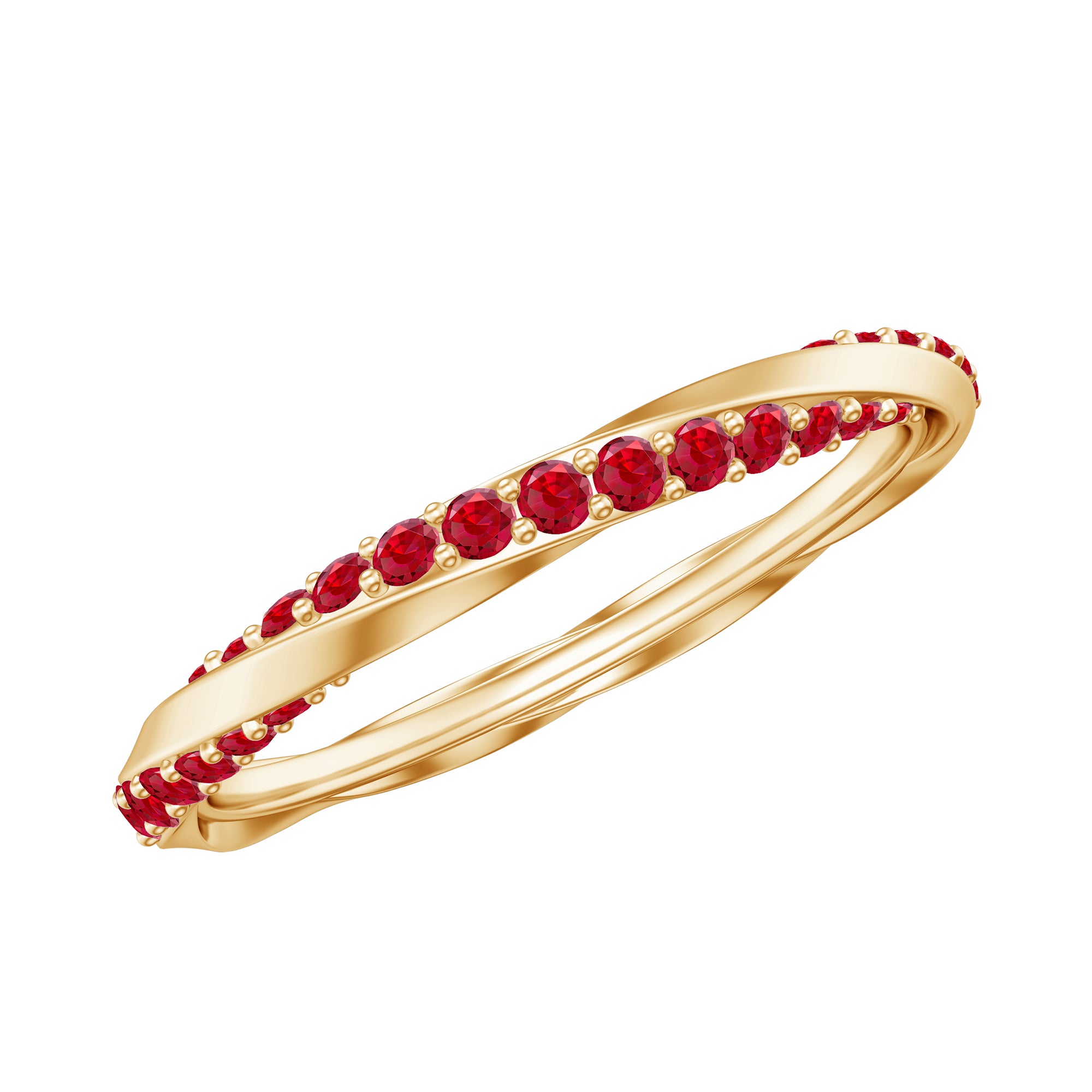 Lab-Created Ruby Twisted Eternity Band Ring Lab Created Ruby - ( AAAA ) - Quality - Rosec Jewels