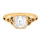 Rosec Jewels-Asscher Cut Moissanite Solitaire Celtic Knot Ring