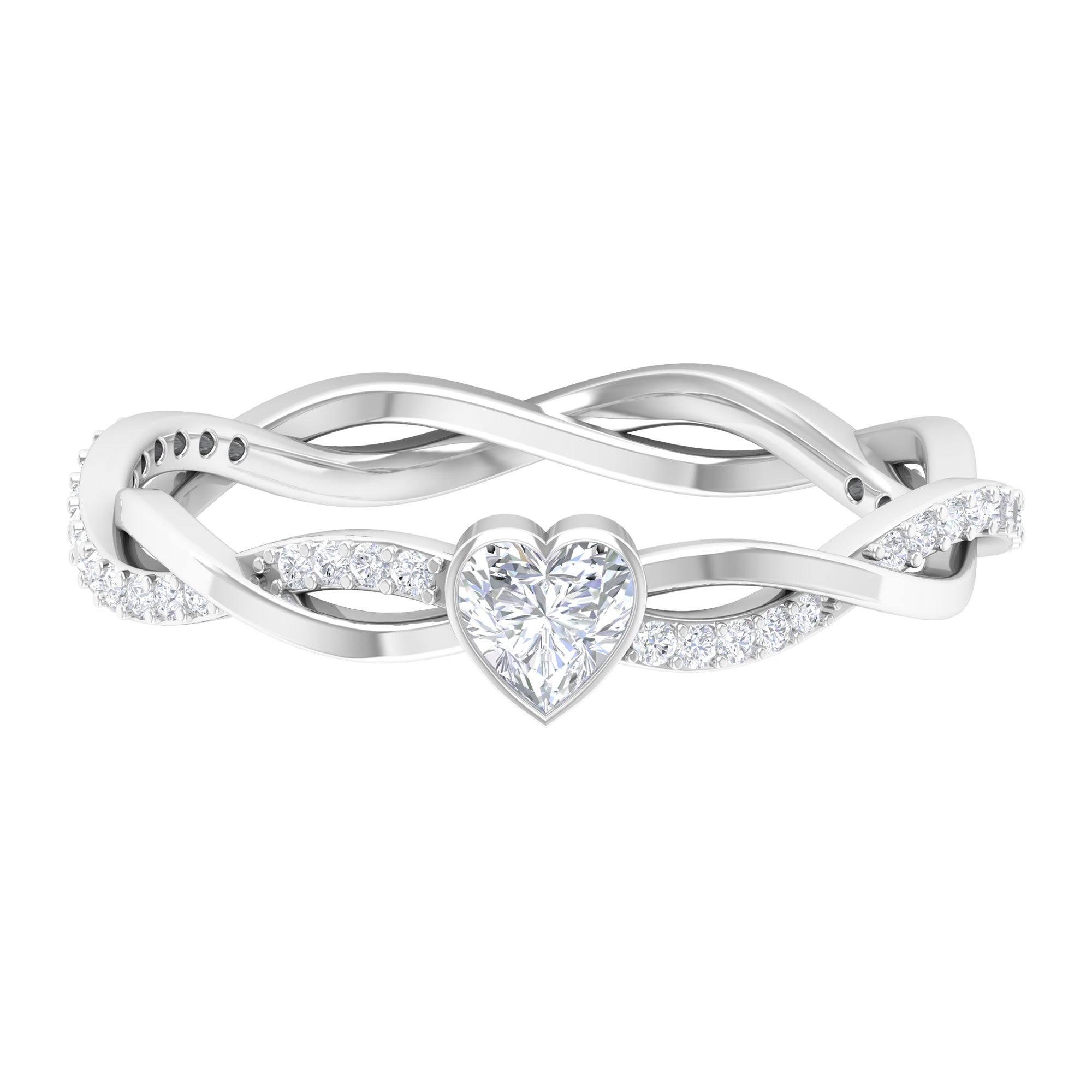 Rosec Jewels-Bezel Set Solitaire and Braided Diamond Ring