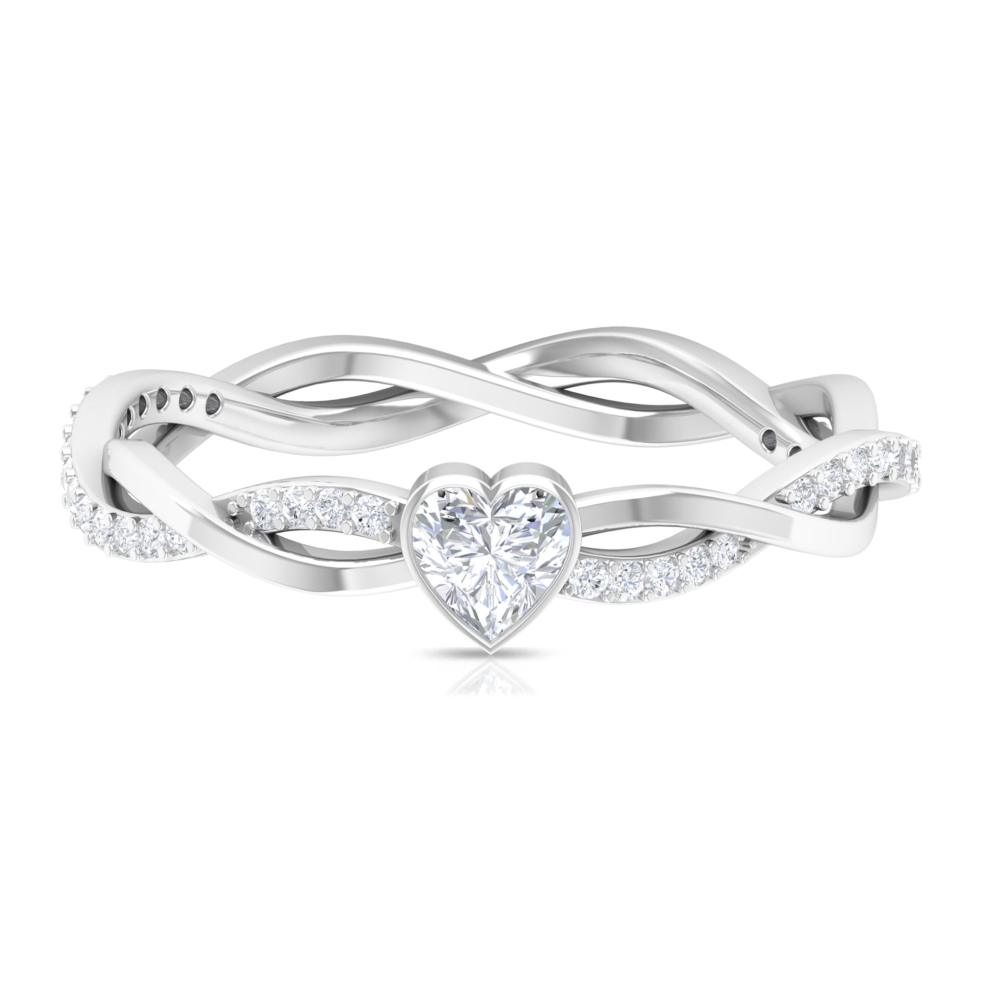 Rosec Jewels-Bezel Set Solitaire and Braided Diamond Ring