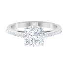 Rosec Jewels-2.25 CT Cushion Cut Moissanite Solitaire Ring in 4 Prong Setting with Side Stones