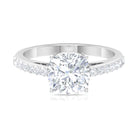 Rosec Jewels-2.25 CT Cushion Cut Moissanite Solitaire Ring in 4 Prong Setting with Side Stones