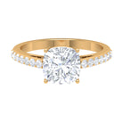 Rosec Jewels-2.25 CT Cushion Cut Moissanite Solitaire Ring in 4 Prong Setting with Side Stones