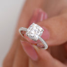 Rosec Jewels-Cushion Cut Moissanite Solitaire Ring with Gold Twisted Rope