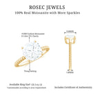 Rosec Jewels-Cushion Cut Moissanite Solitaire Ring with Gold Twisted Rope