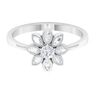 Rosec Jewels-Round and Marquise Zircon Flower Ring