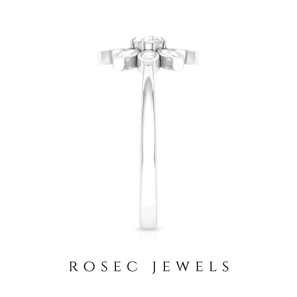 Rosec Jewels-Round and Marquise Zircon Flower Ring