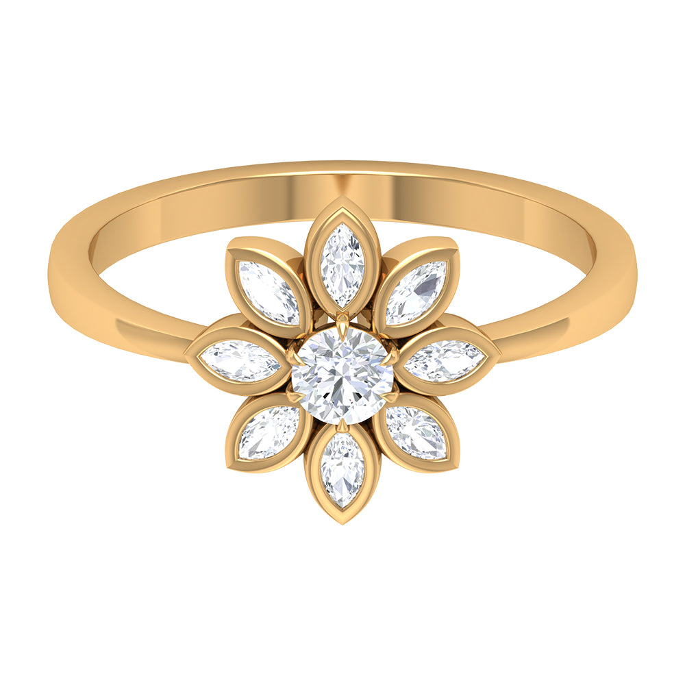 Rosec Jewels-Round and Marquise Zircon Flower Ring