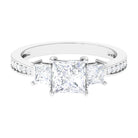 Rosec Jewels-Princess Cut Zircon Three Stone Engagement Ring