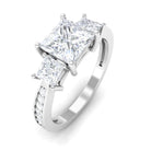 Rosec Jewels-Princess Cut Zircon Three Stone Engagement Ring