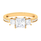 Rosec Jewels-Princess Cut Zircon Three Stone Engagement Ring