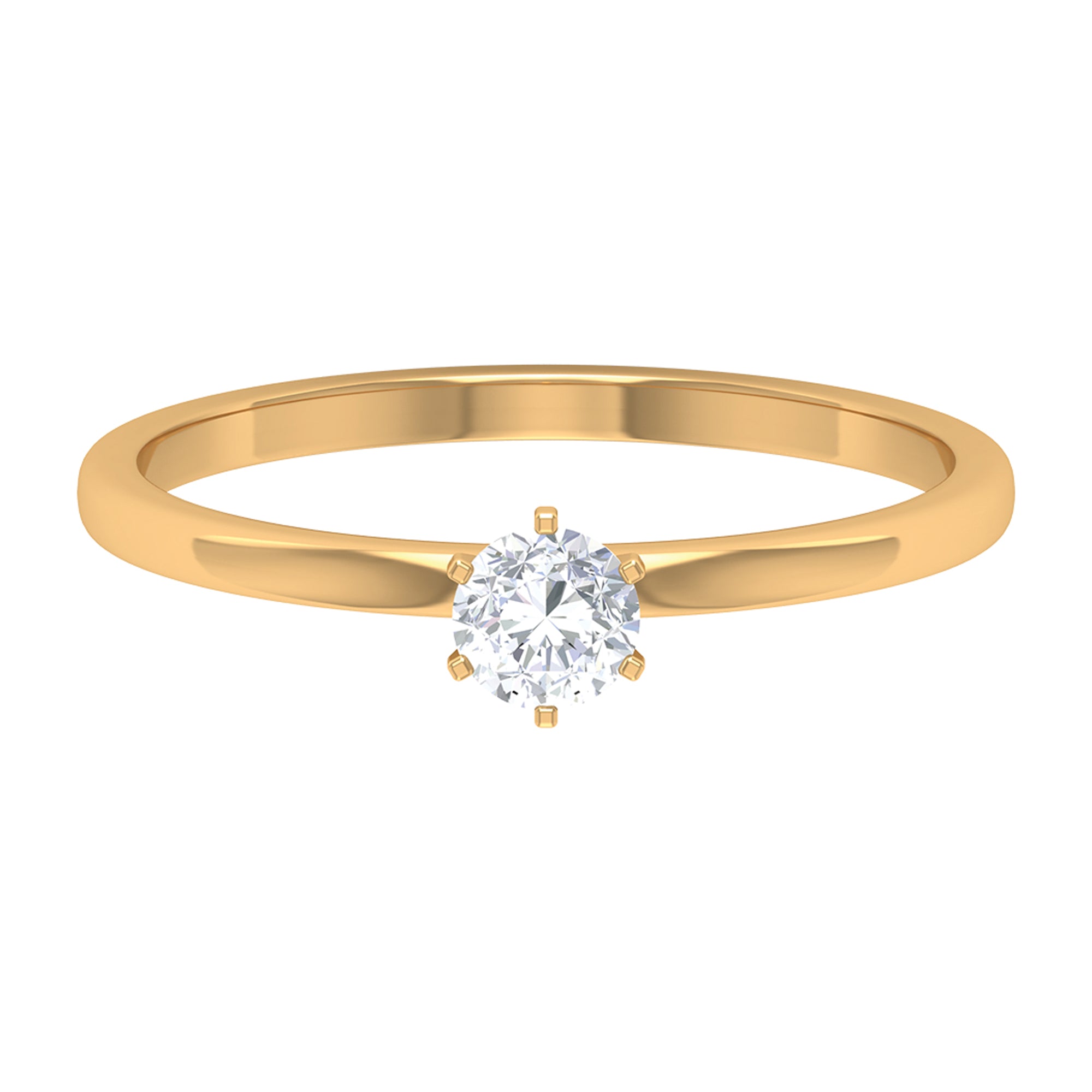 Rosec Jewels-5 MM Round Zircon Solitaire Promise Ring