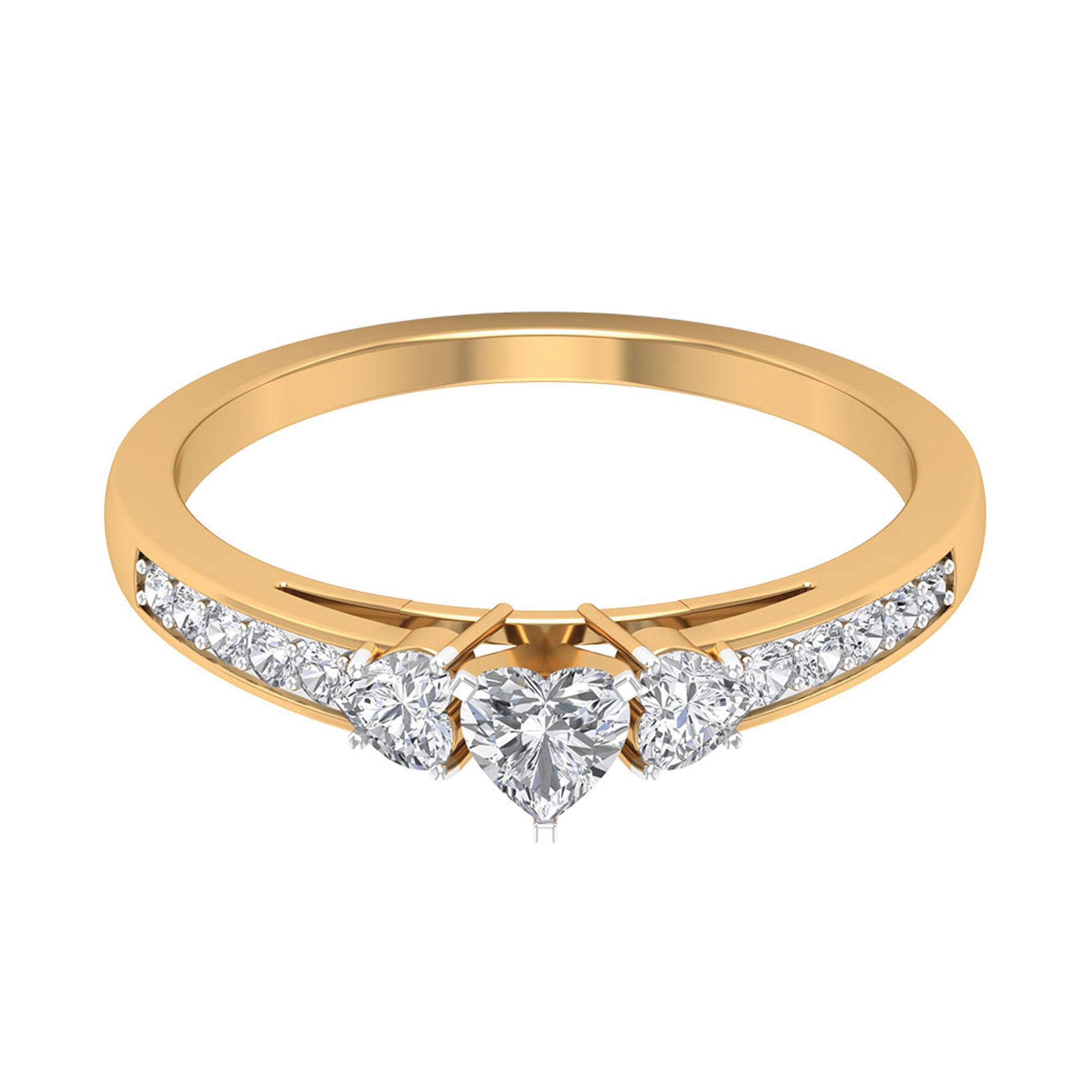 Rosec Jewels-Heart Shape Zircon Anniversary Ring with Side Stones