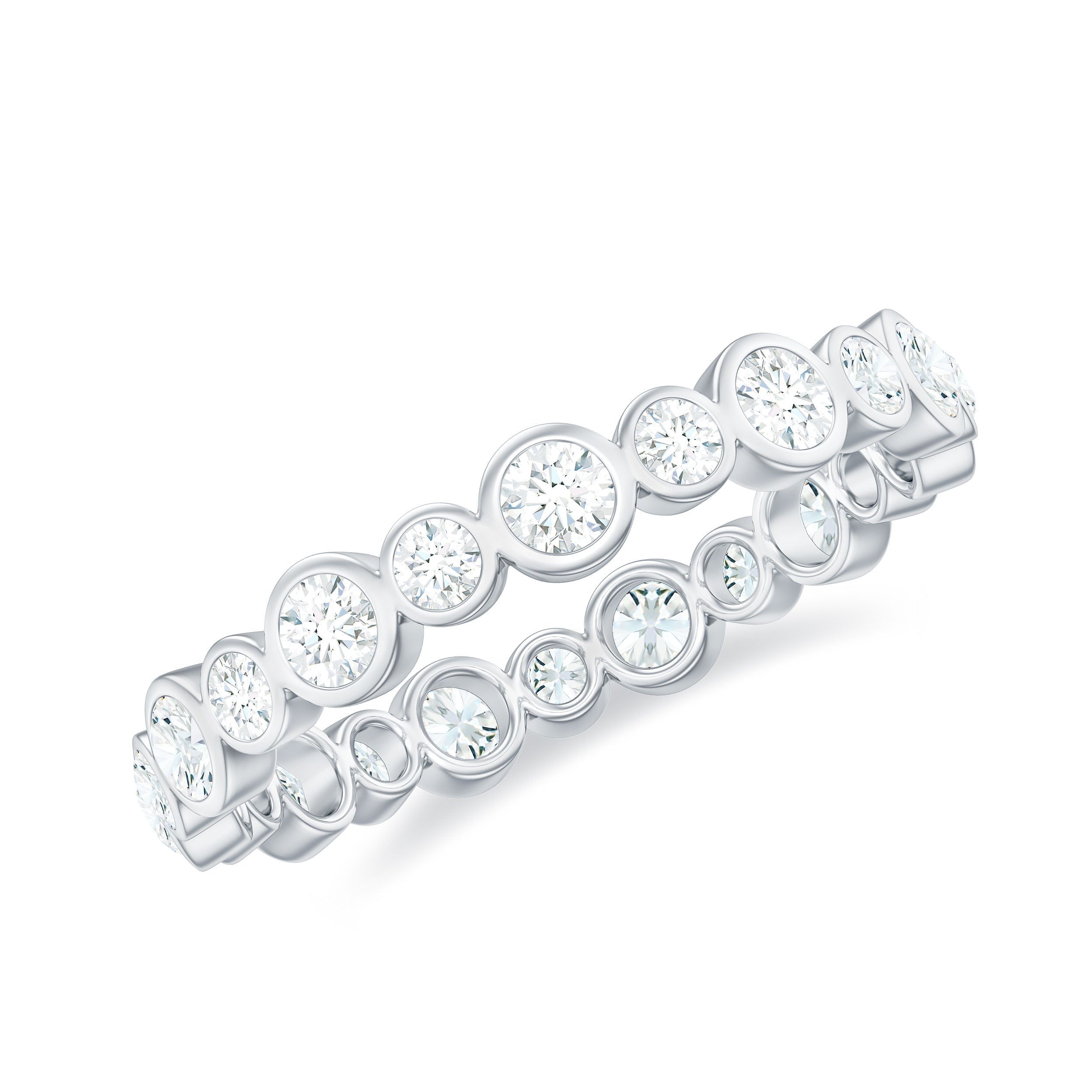 Rosec Jewels-Bezel Set Round Cubic Zirconia Unique Full Eternity Ring