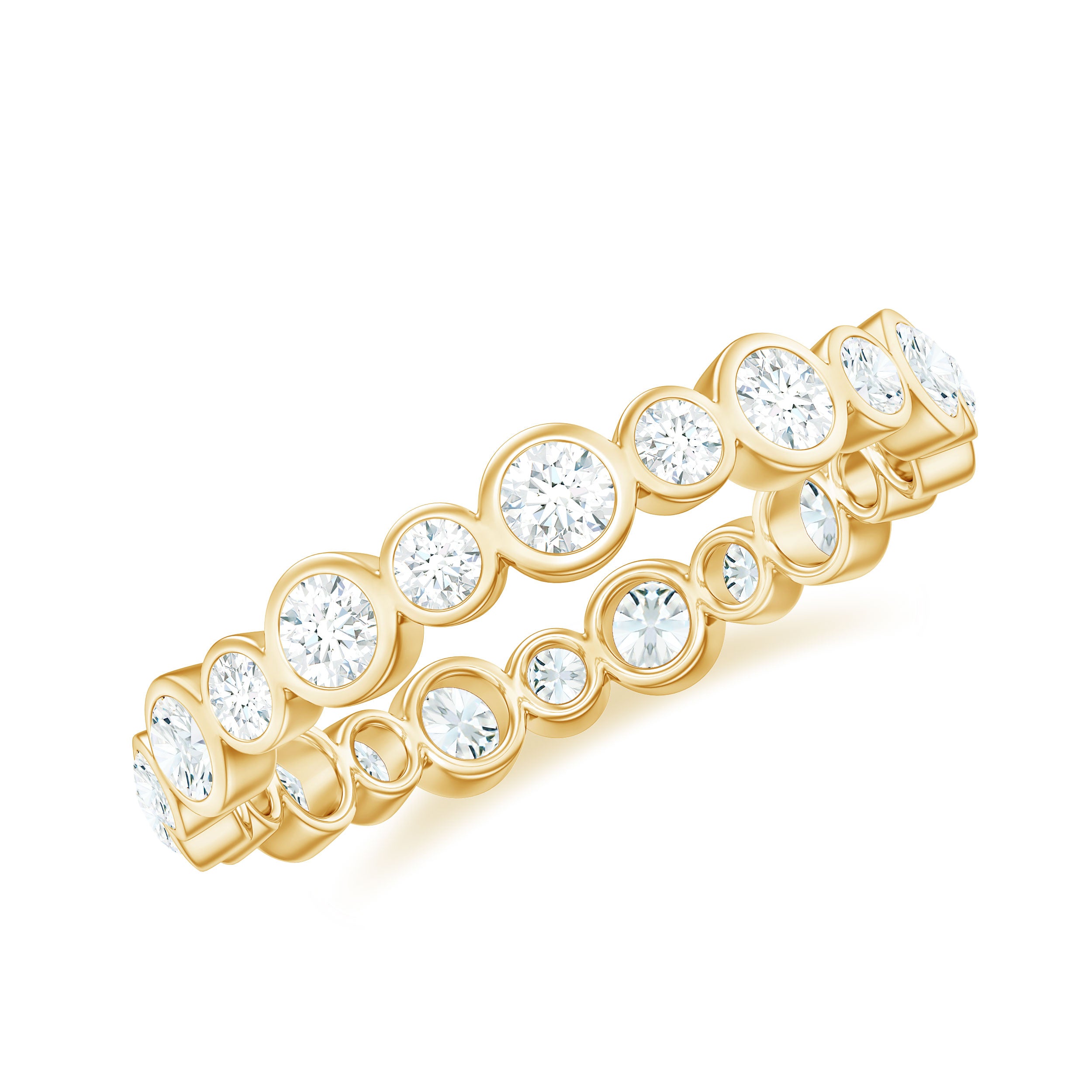 Rosec Jewels-Bezel Set Round Cubic Zirconia Unique Full Eternity Ring