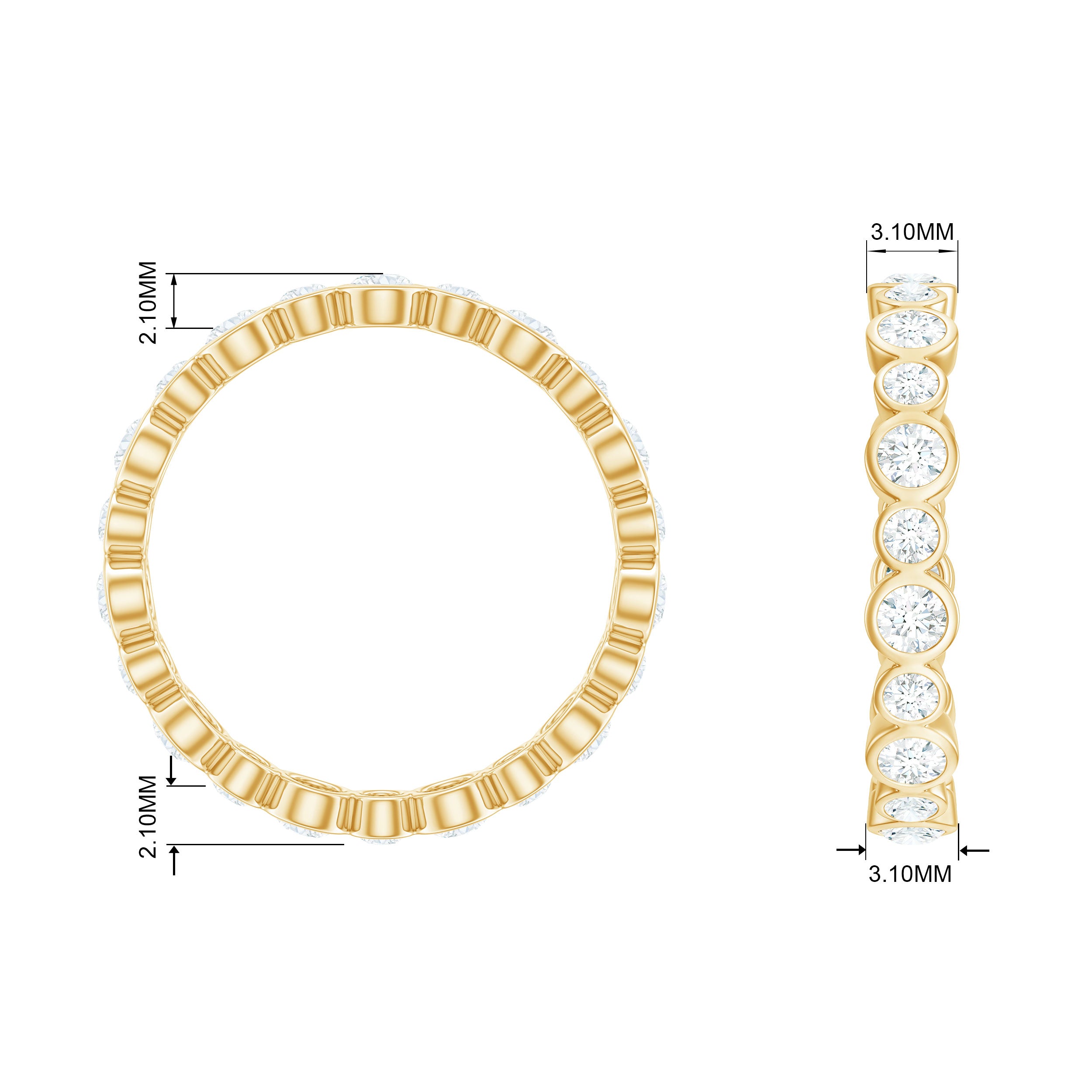 Rosec Jewels-Bezel Set Round Cubic Zirconia Unique Full Eternity Ring