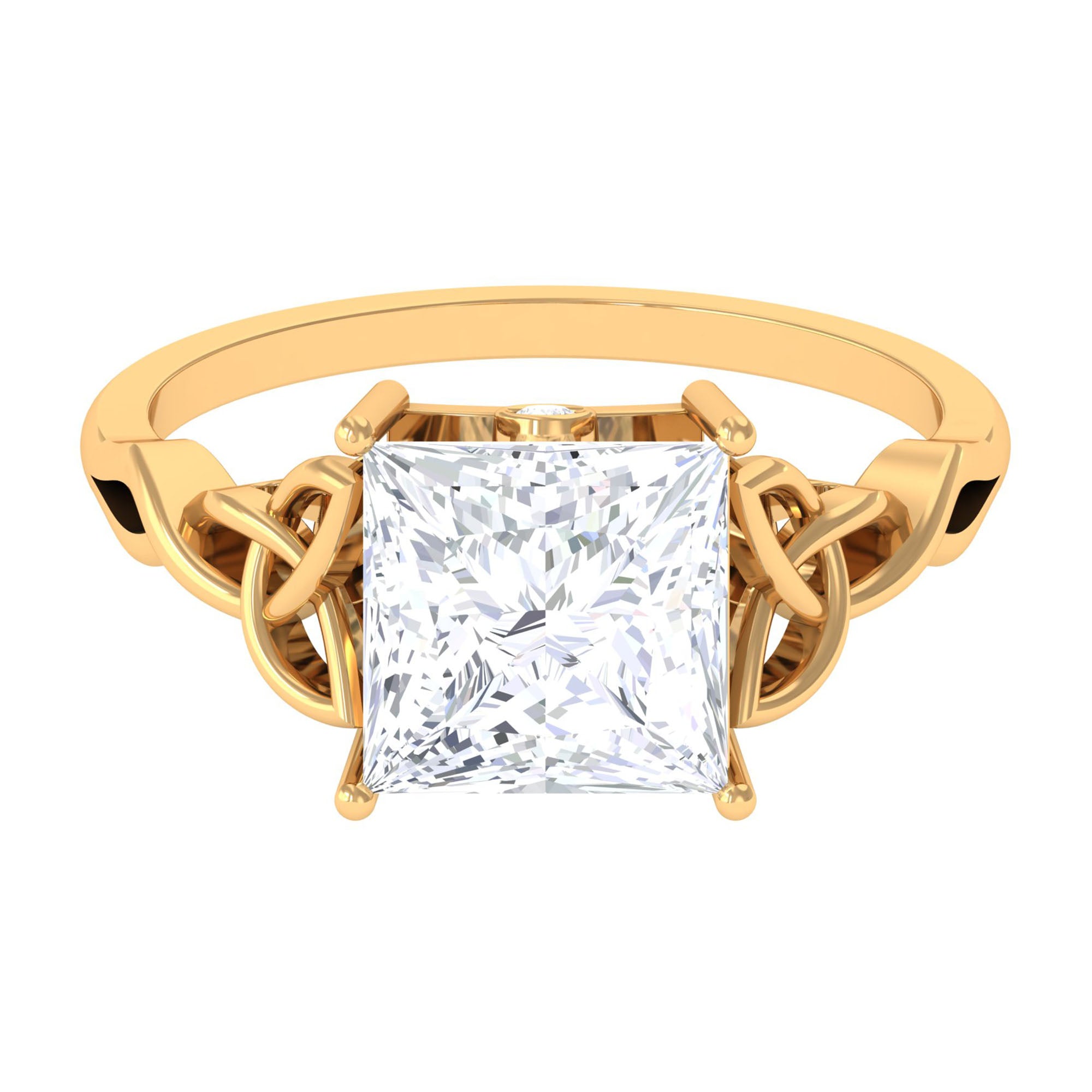 Rosec Jewels-Princess Cut Solitaire Moissanite Celtic Knot Engagement Ring